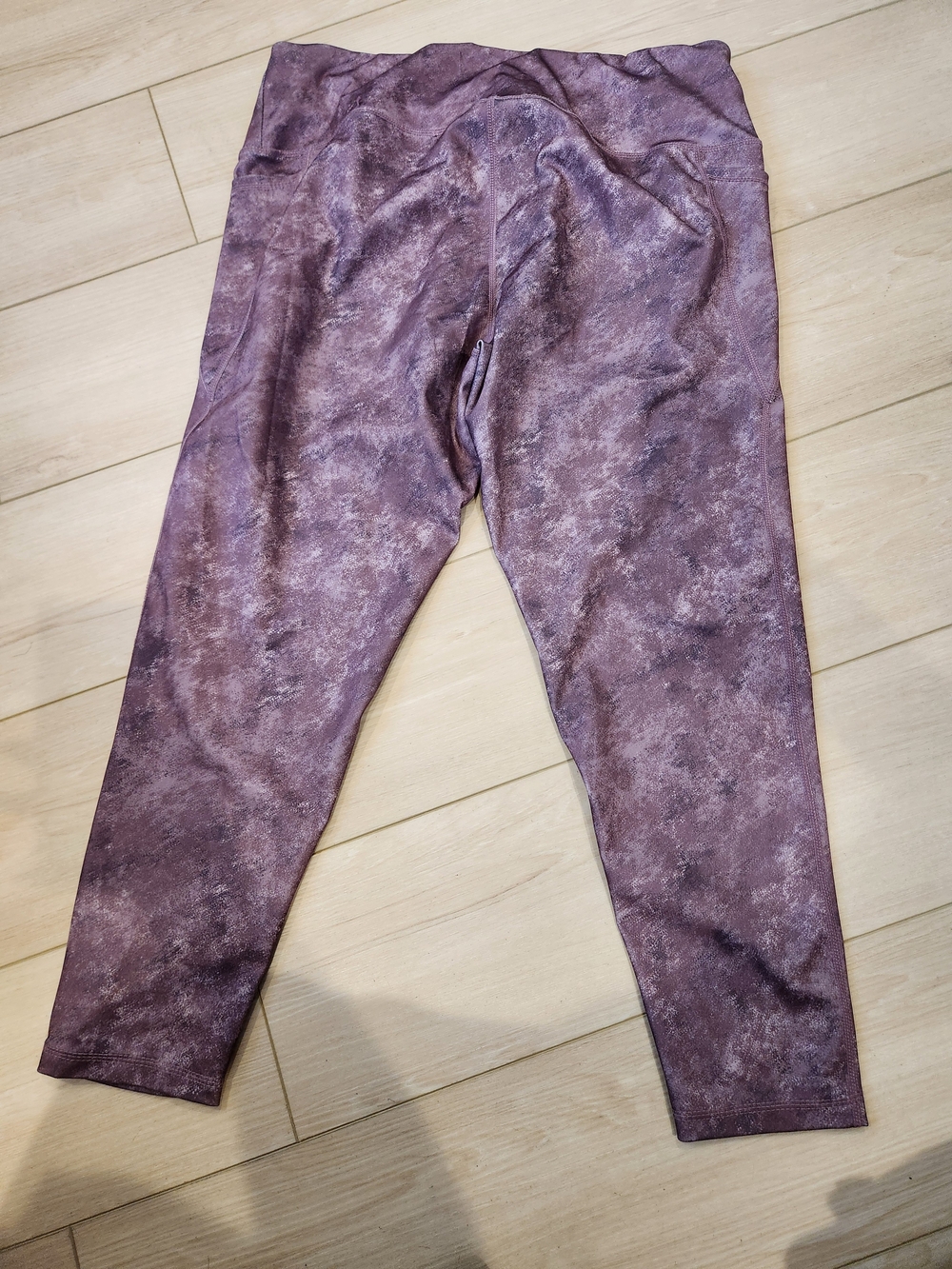 Mauve Marble Print High-Waist Leggings